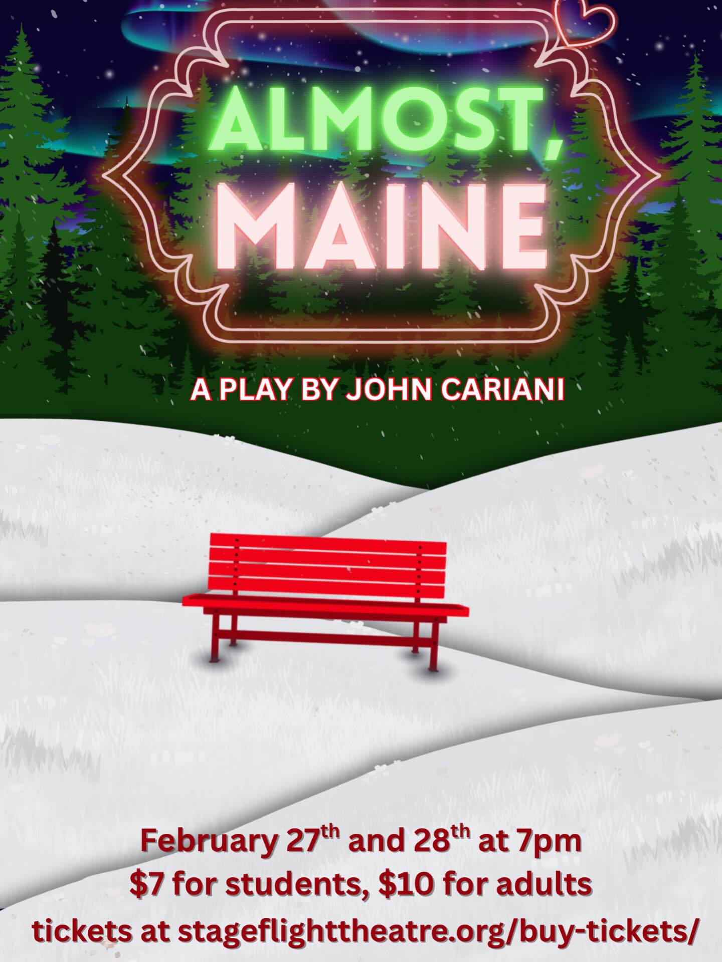 Come see our theatre 4 show “Almost Maine” next Friday and Saturday!!!!