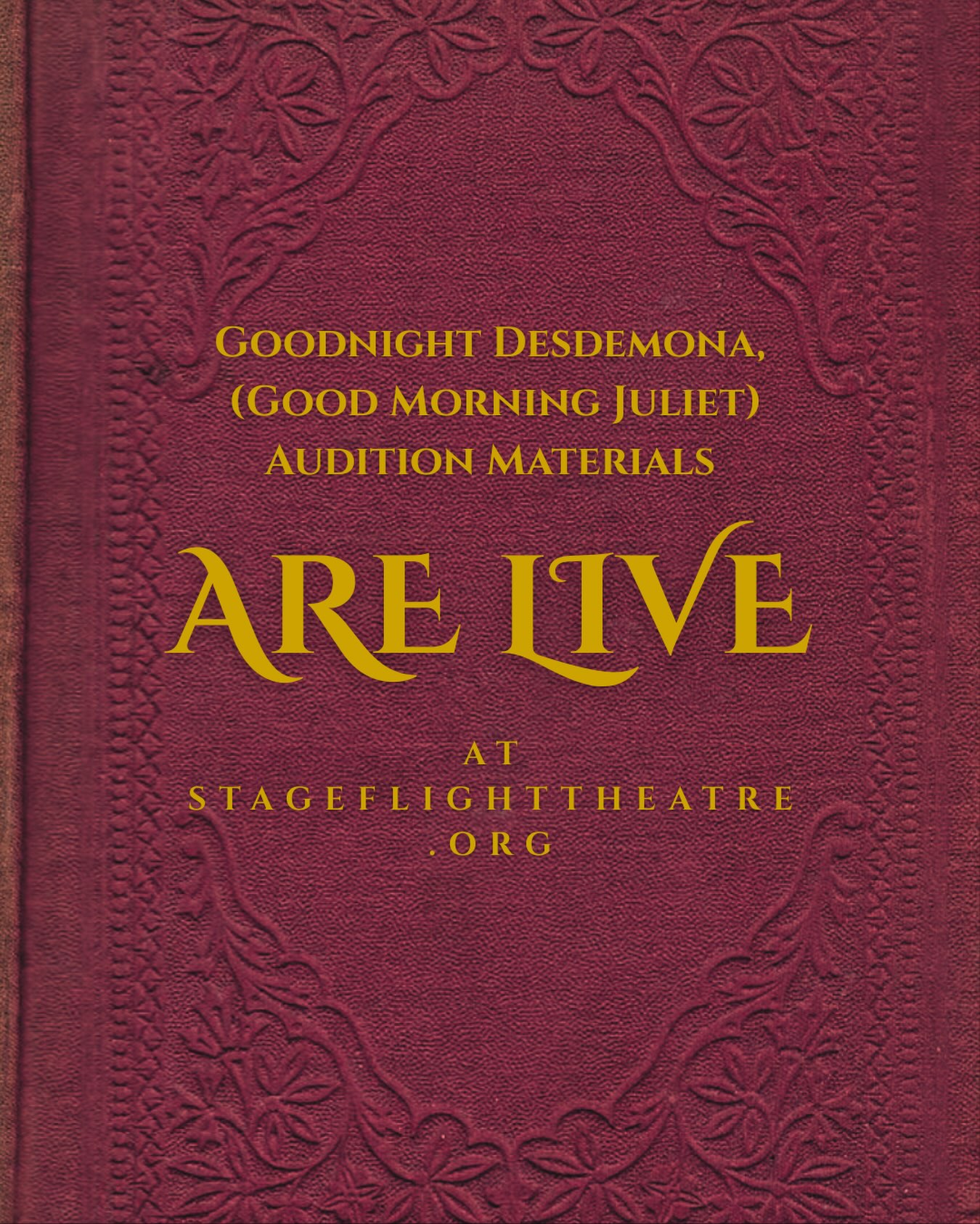 Audition Information for both Fall Shows are now live on the website! 

Auditions for both shows are August 18th

S.P.A.R. Callbacks are August 19th

Goodnight Desdemona, (Good Morning Juliet) Callbacks are August 20th

See you there!